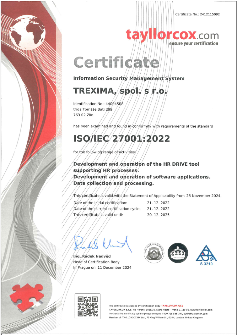 HR Drive - Certificate - ISO/IEC 27001:2013